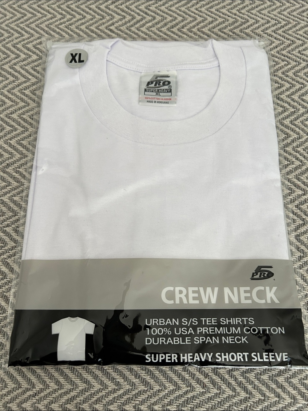 Crew Neck White Short Sleeve Men's T-Shirt - XL